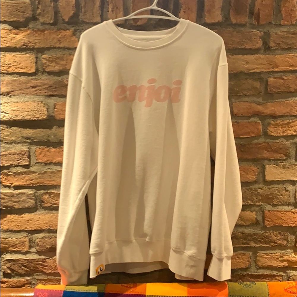 Enjoi skateboards bone white flocked crew neck